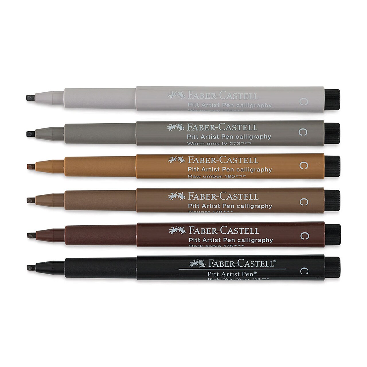 Faber-Castell Pitt Calligraphy Pen Set - Set of 6, Subtle Colors